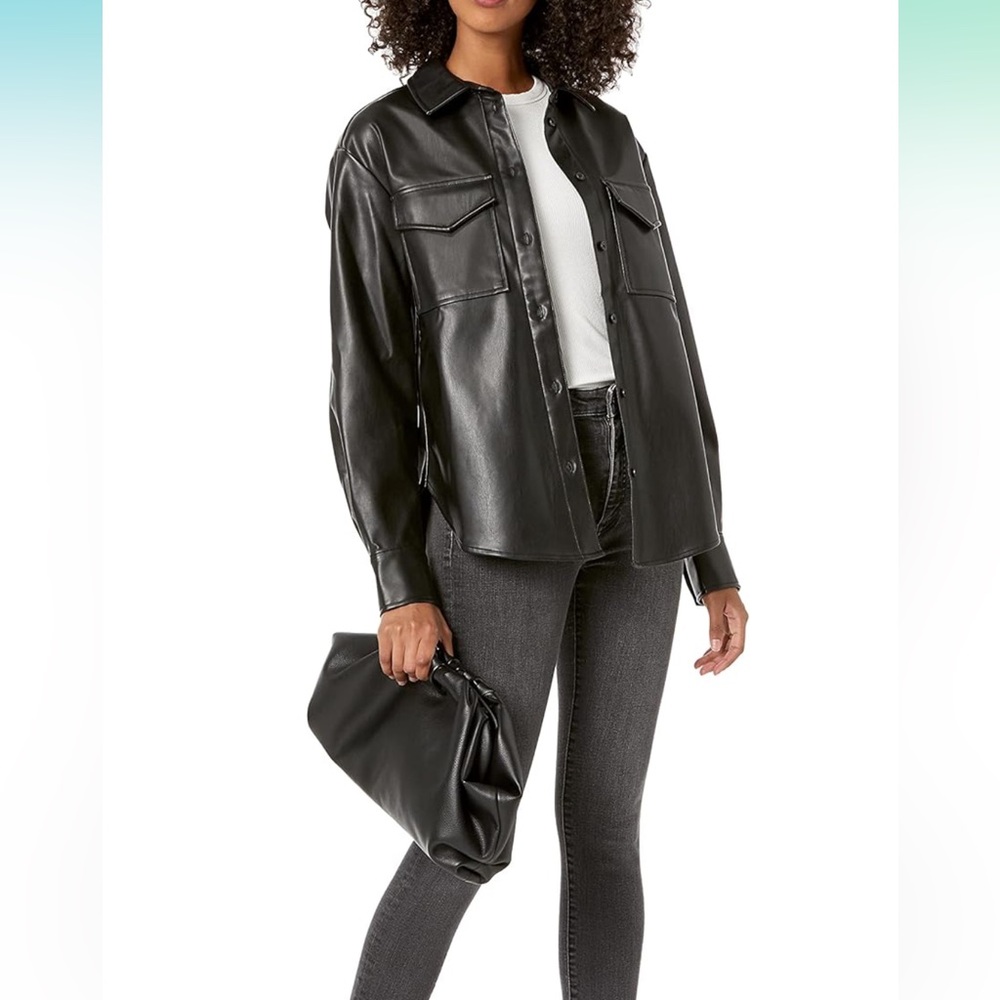 The Drop | black faux leather jacket size L